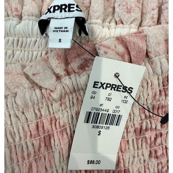 Brand new Women's Express Watercolor Print Smocked Tiered Ruffle Dress, size sma - Picture 5 of 13